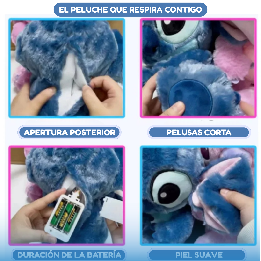 Stitch - Peluche Respiratorio con Luz y Sonidos Calmantes