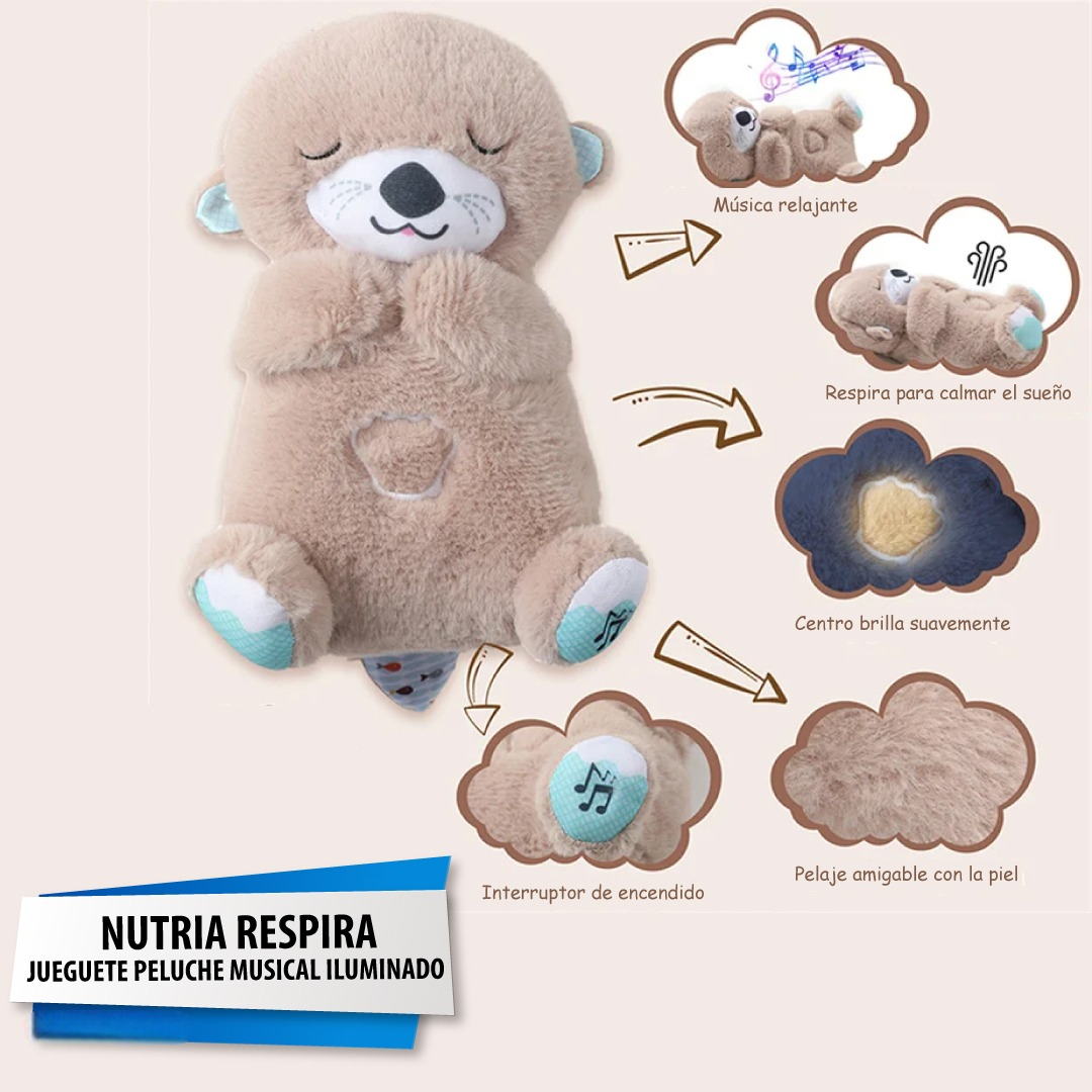 Nutria - Peluche Respiratorio con Luz Suave y Sonidos Relajantes.