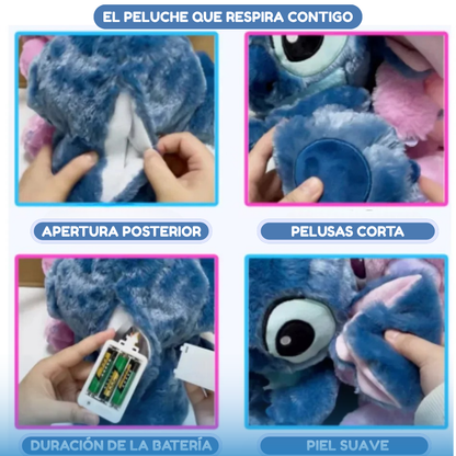 Stitch - Peluche Respiratorio con Luz y Sonidos Calmantes